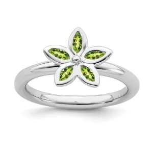 Stackable Expressions Jewelry Sterling Silver Stackable Expressions Peridot Flower Ring | QSK491