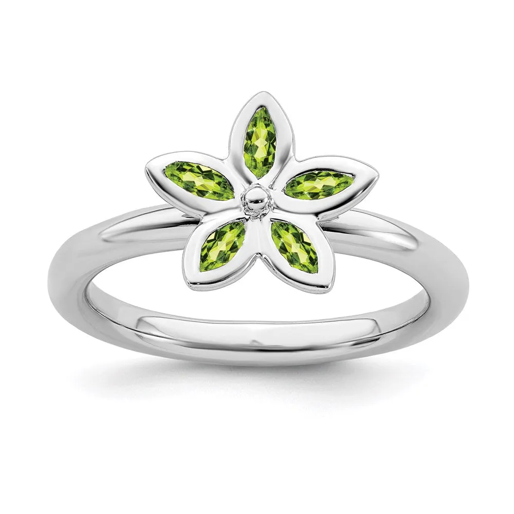 Stackable Expressions Jewelry Sterling Silver Stackable Expressions Peridot Flower Ring | QSK491