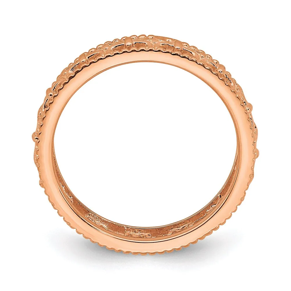 Stackable Expressions Jewelry Sterling Silver Stackable Expressions Pink-plated Carved Band | QSK1670