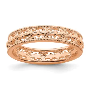 Stackable Expressions Jewelry Sterling Silver Stackable Expressions Pink-plated Carved Band | QSK1670