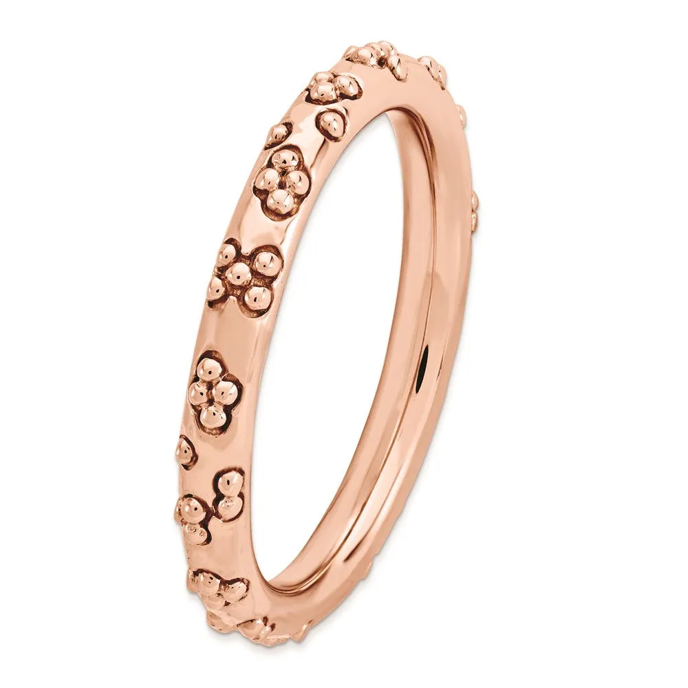Stackable Expressions Jewelry Sterling Silver Stackable Expressions Pink-plated Textured Ring | QSK1617