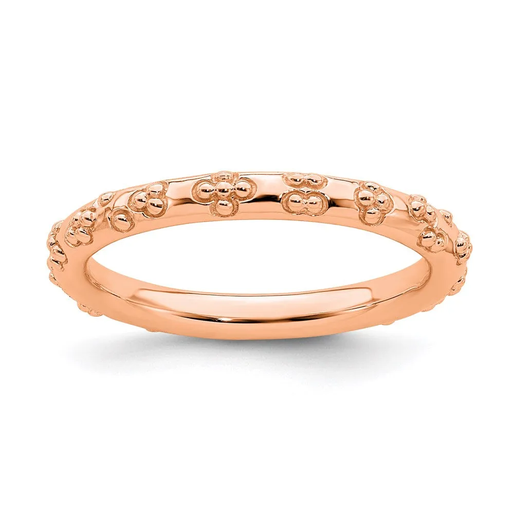 Stackable Expressions Jewelry Sterling Silver Stackable Expressions Pink-plated Textured Ring | QSK1617