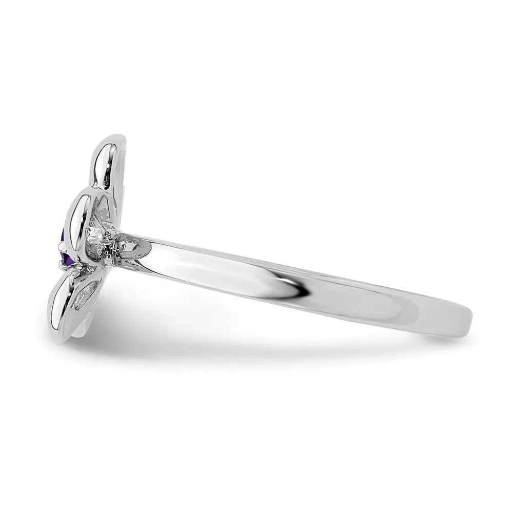 Stackable Expressions Jewelry Sterling Silver Stackable Expressions Polished Amethyst Flower Ring | QSK118