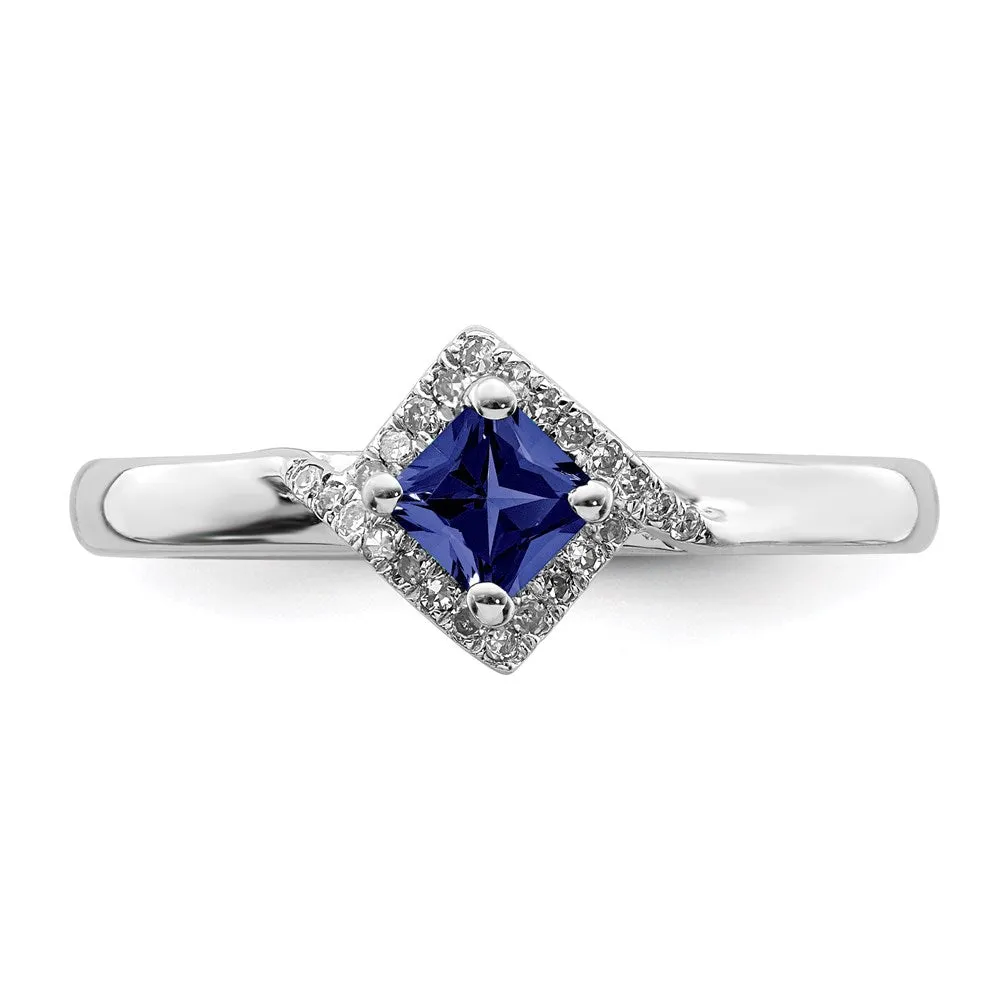 Stackable Expressions Jewelry Sterling Silver Stackable Expressions Polished Cr. Sapphire & Dia Ring | QSK649