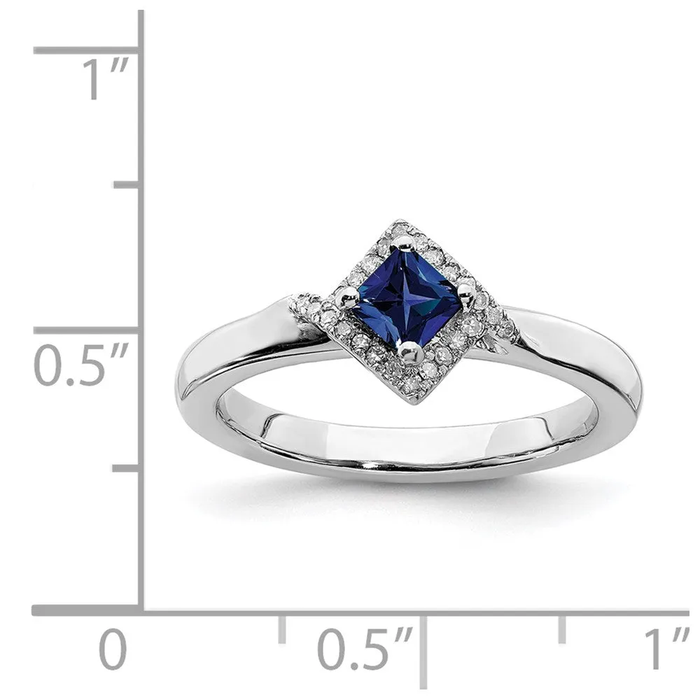 Stackable Expressions Jewelry Sterling Silver Stackable Expressions Polished Cr. Sapphire & Dia Ring | QSK649