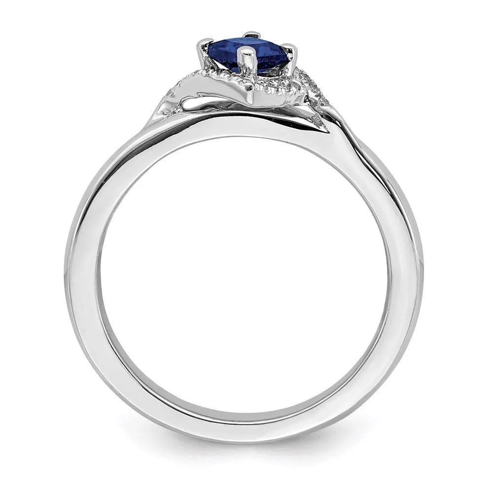 Stackable Expressions Jewelry Sterling Silver Stackable Expressions Polished Cr. Sapphire & Dia Ring | QSK649