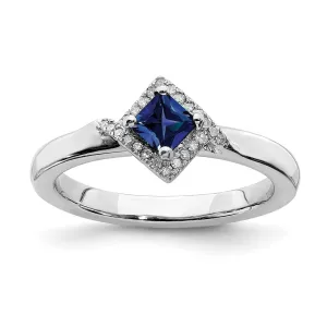 Stackable Expressions Jewelry Sterling Silver Stackable Expressions Polished Cr. Sapphire & Dia Ring | QSK649