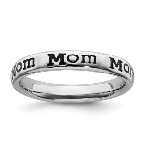 Stackable Expressions Jewelry Sterling Silver Stackable Expressions Polished Enameled Mom Ring | QSK993