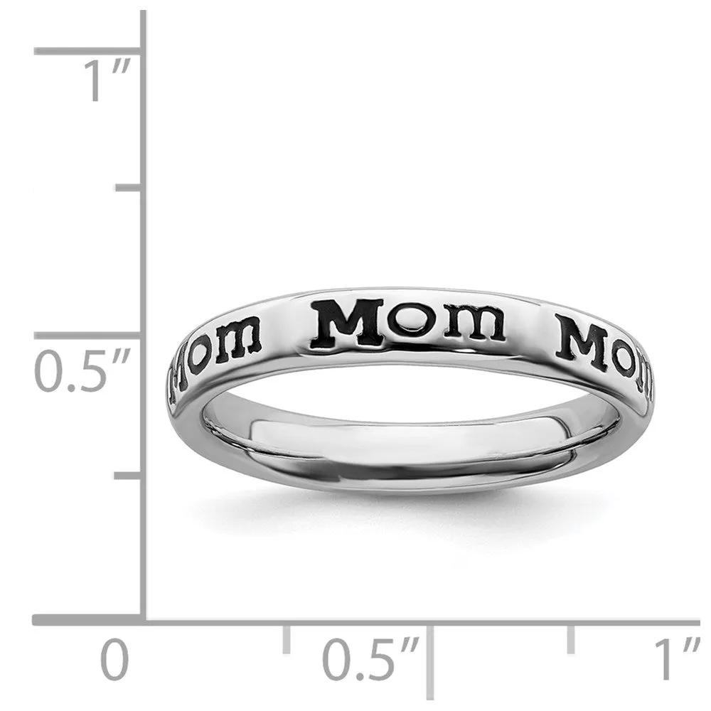 Stackable Expressions Jewelry Sterling Silver Stackable Expressions Polished Enameled Mom Ring | QSK993