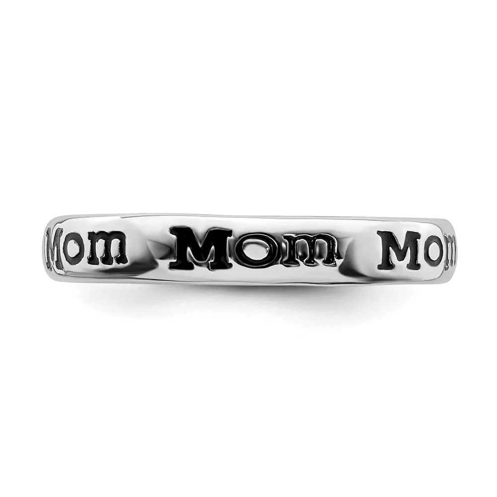 Stackable Expressions Jewelry Sterling Silver Stackable Expressions Polished Enameled Mom Ring | QSK993