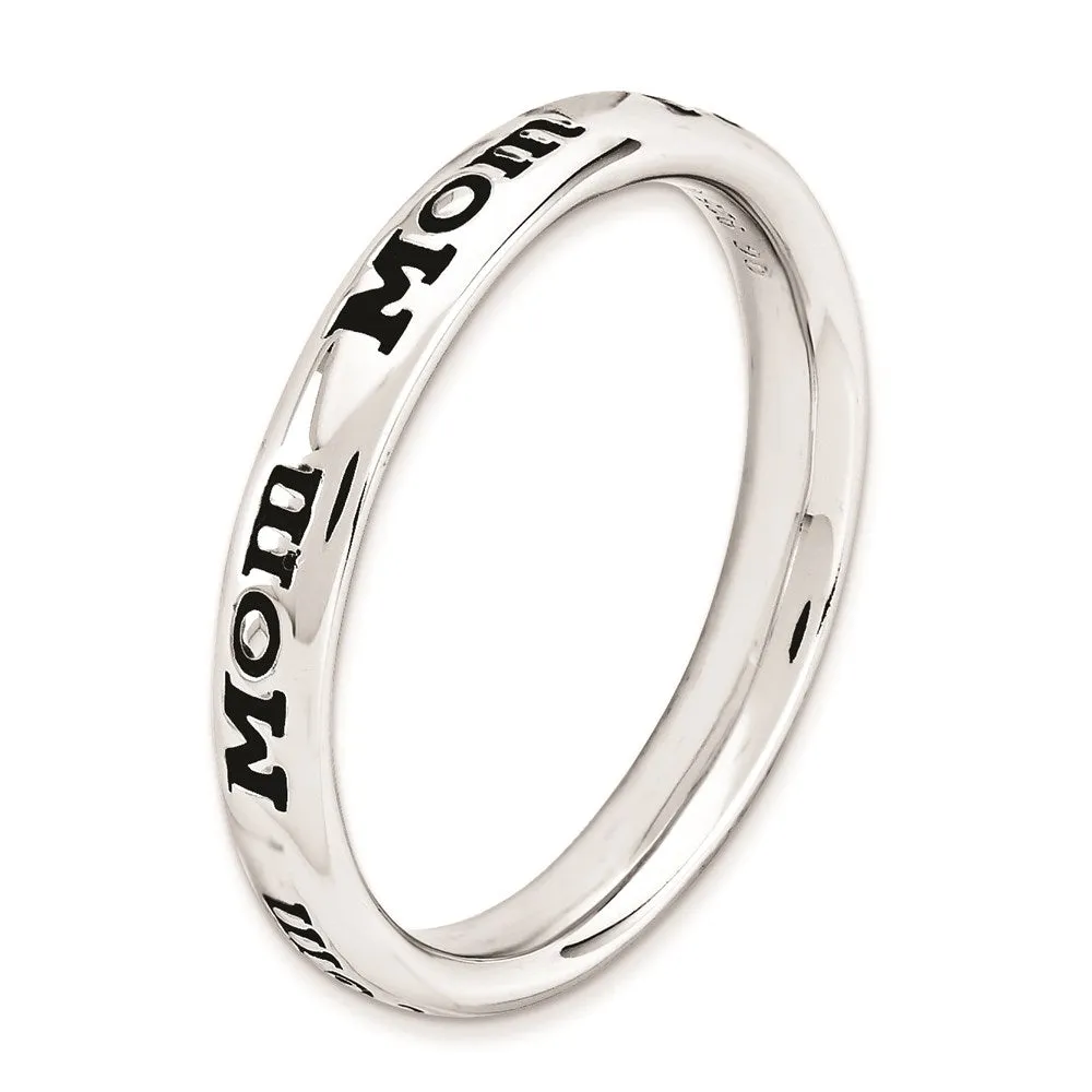 Stackable Expressions Jewelry Sterling Silver Stackable Expressions Polished Enameled Mom Ring | QSK993