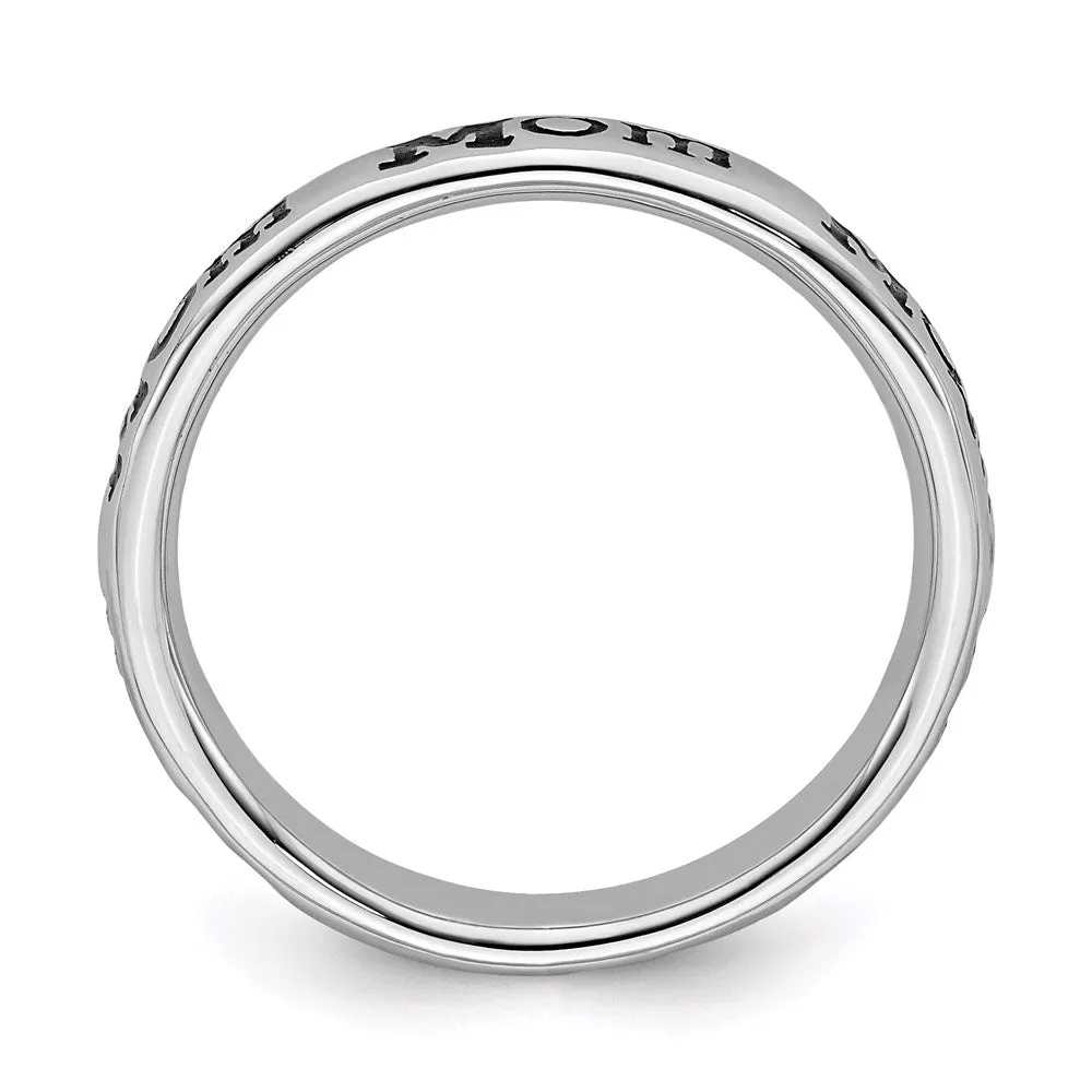 Stackable Expressions Jewelry Sterling Silver Stackable Expressions Polished Enameled Mom Ring | QSK993