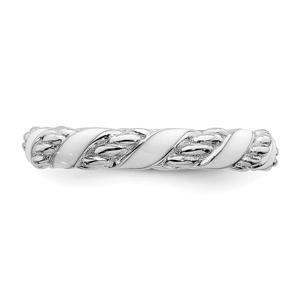 Stackable Expressions Jewelry Sterling Silver Stackable Expressions Polished White Enameled Ring | QSK571