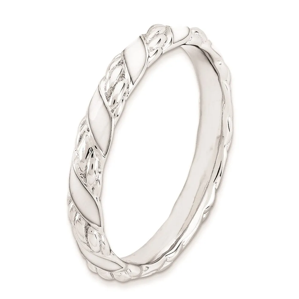 Stackable Expressions Jewelry Sterling Silver Stackable Expressions Polished White Enameled Ring | QSK571