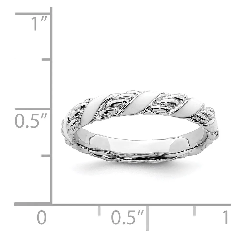 Stackable Expressions Jewelry Sterling Silver Stackable Expressions Polished White Enameled Ring | QSK571