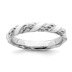 Stackable Expressions Jewelry Sterling Silver Stackable Expressions Polished White Enameled Ring | QSK571