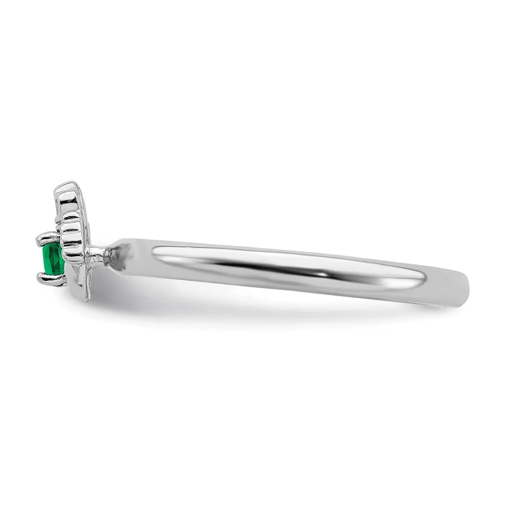 Stackable Expressions Jewelry Sterling Silver Stackable Expressions Rhd. Cr. Emerald Claddagh Ring | QSK1947