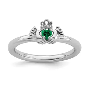 Stackable Expressions Jewelry Sterling Silver Stackable Expressions Rhd. Cr. Emerald Claddagh Ring | QSK1947