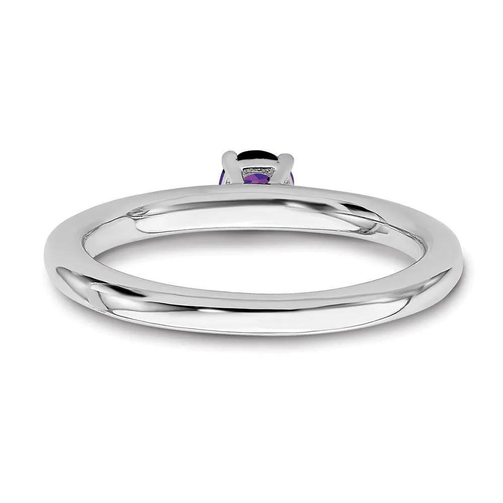 Stackable Expressions Jewelry Sterling Silver Stackable Expressions Rhodium Amethyst Ring | QSK1900