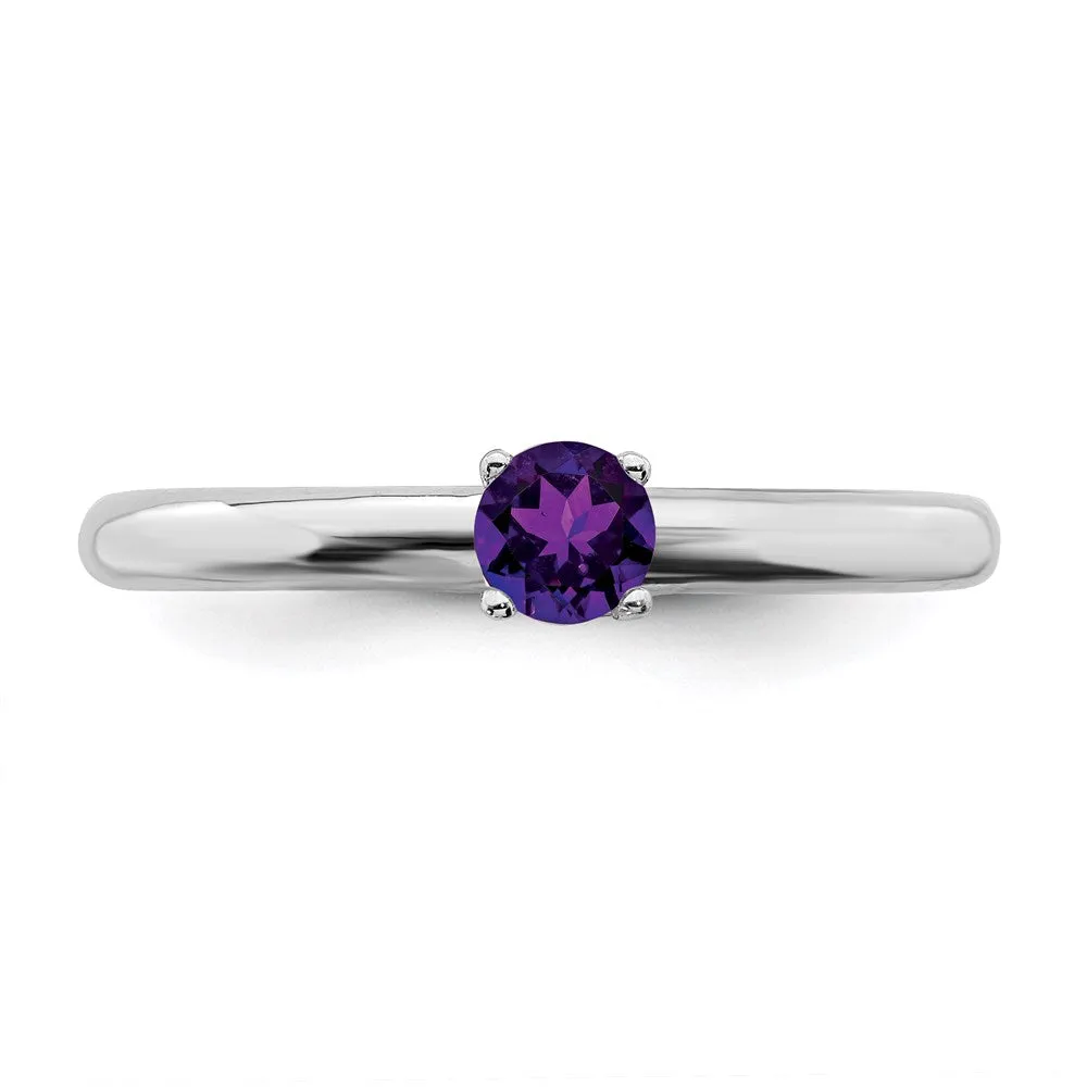 Stackable Expressions Jewelry Sterling Silver Stackable Expressions Rhodium Amethyst Ring | QSK1900