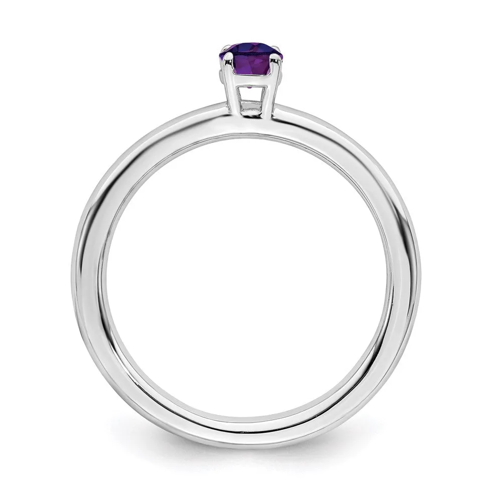 Stackable Expressions Jewelry Sterling Silver Stackable Expressions Rhodium Amethyst Ring | QSK1900