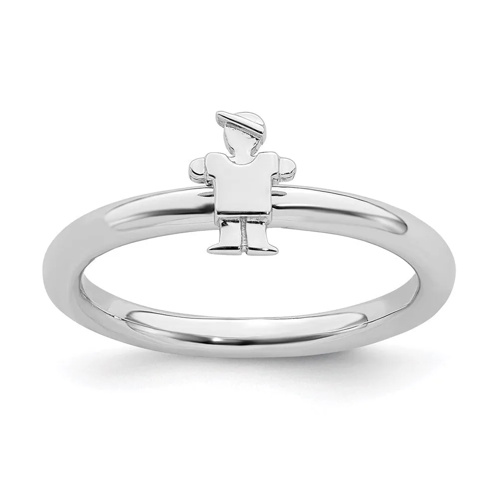 Stackable Expressions Jewelry Sterling Silver Stackable Expressions Rhodium Boy Ring | QSK1935