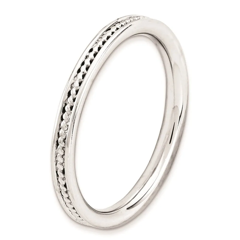 Stackable Expressions Jewelry Sterling Silver Stackable Expressions Rhodium Channeled Ring | QSK1619