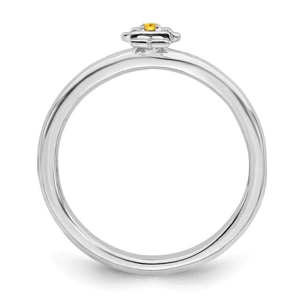 Stackable Expressions Jewelry Sterling Silver Stackable Expressions Rhodium Citrine Girl Ring | QSK1933