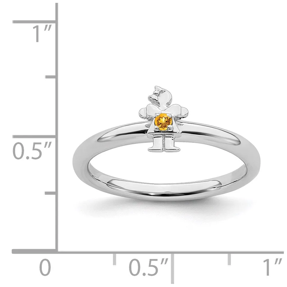 Stackable Expressions Jewelry Sterling Silver Stackable Expressions Rhodium Citrine Girl Ring | QSK1933