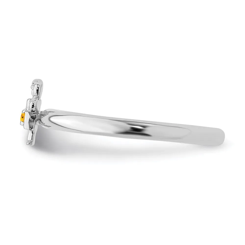 Stackable Expressions Jewelry Sterling Silver Stackable Expressions Rhodium Citrine Girl Ring | QSK1933