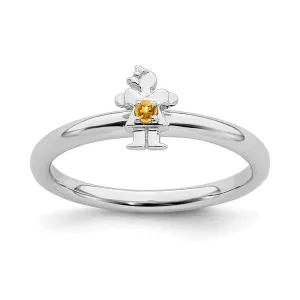 Stackable Expressions Jewelry Sterling Silver Stackable Expressions Rhodium Citrine Girl Ring | QSK1933