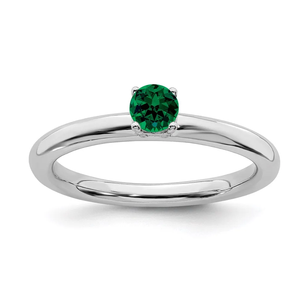 Stackable Expressions Jewelry Sterling Silver Stackable Expressions Rhodium Cr. Emerald Ring | QSK1903