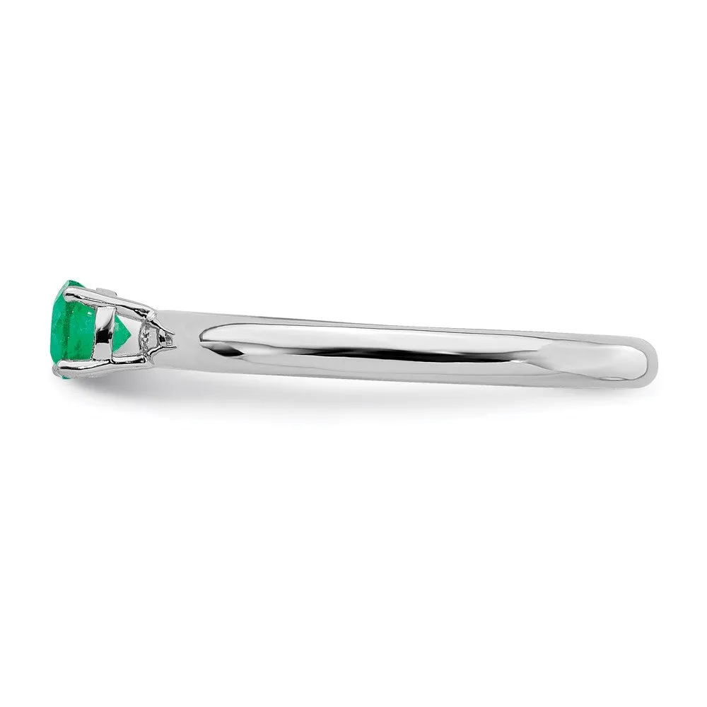 Stackable Expressions Jewelry Sterling Silver Stackable Expressions Rhodium Cr. Emerald Ring | QSK1903