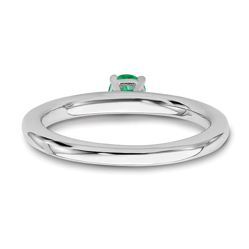 Stackable Expressions Jewelry Sterling Silver Stackable Expressions Rhodium Cr. Emerald Ring | QSK1903