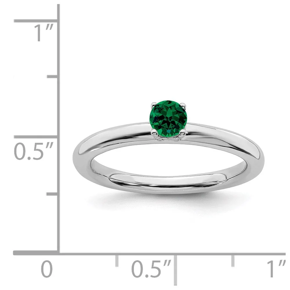 Stackable Expressions Jewelry Sterling Silver Stackable Expressions Rhodium Cr. Emerald Ring | QSK1903