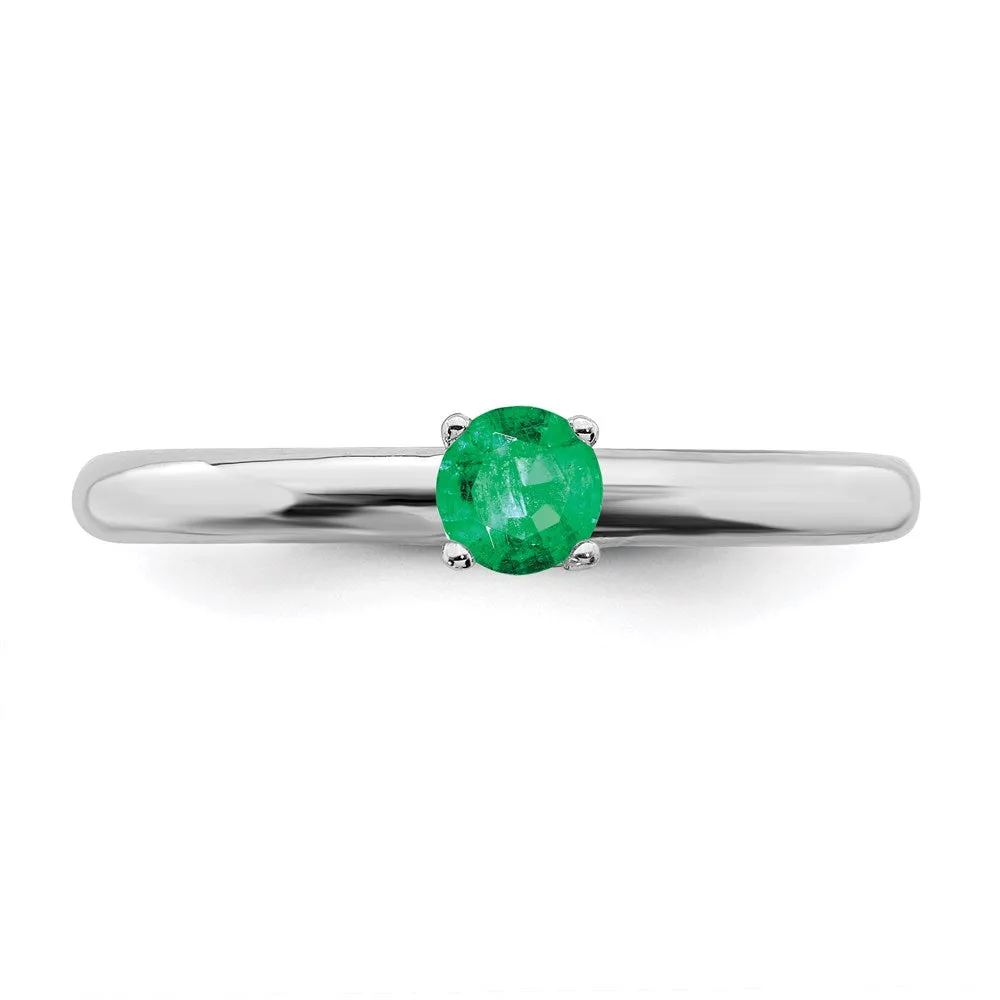 Stackable Expressions Jewelry Sterling Silver Stackable Expressions Rhodium Cr. Emerald Ring | QSK1903