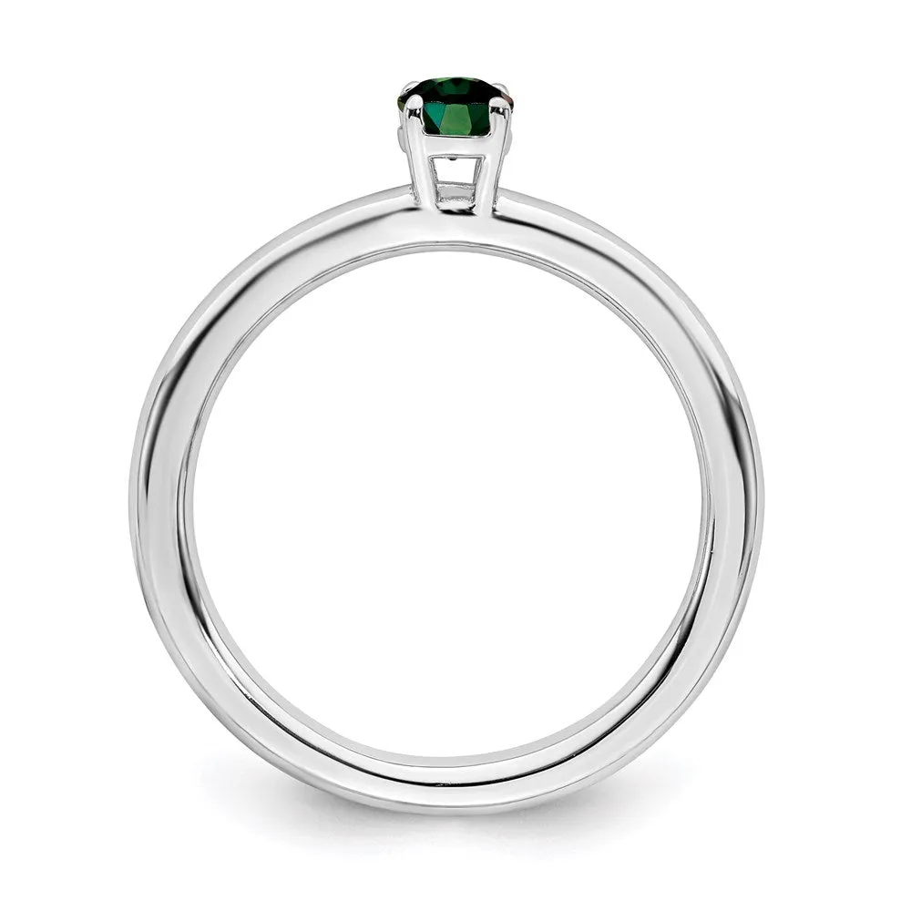 Stackable Expressions Jewelry Sterling Silver Stackable Expressions Rhodium Cr. Emerald Ring | QSK1903