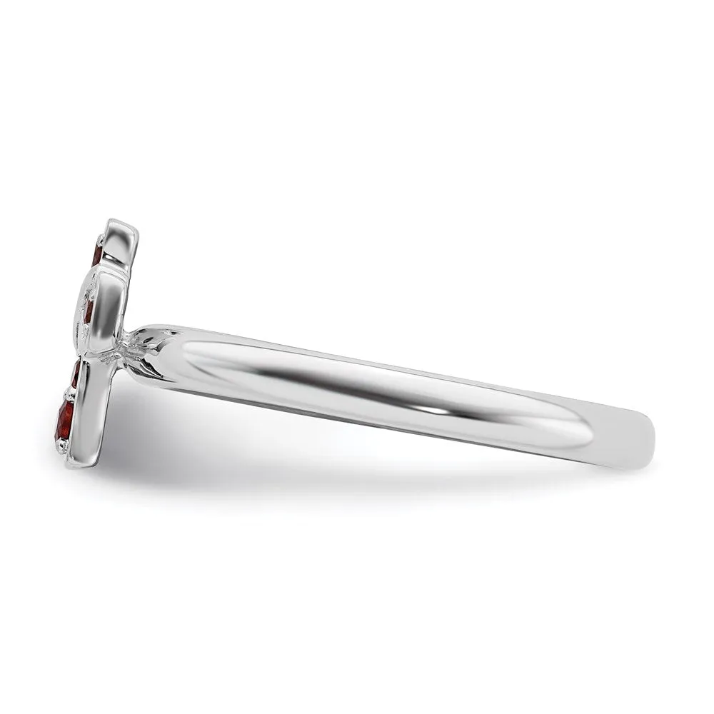 Stackable Expressions Jewelry Sterling Silver Stackable Expressions Rhodium Garnet Cross Ring | QSK1630