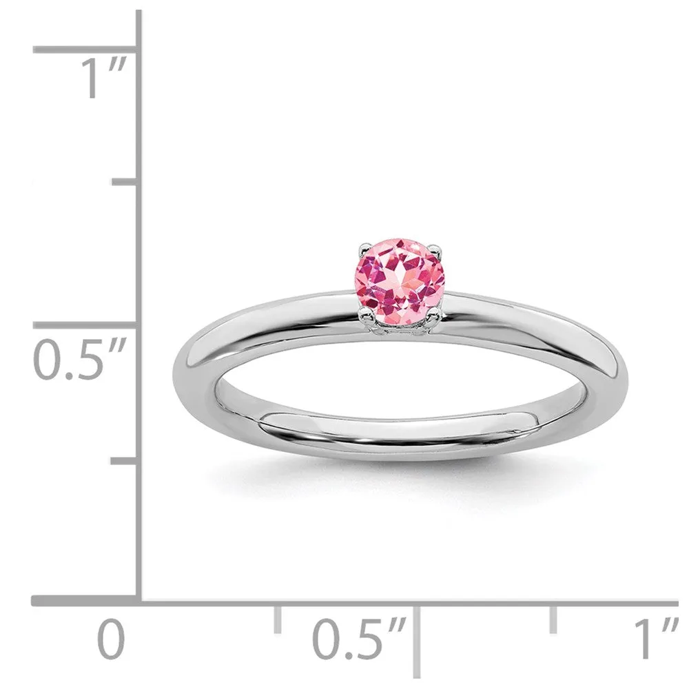 Stackable Expressions Jewelry Sterling Silver Stackable Expressions Rhodium Pink Tourmaline Ring | QSK1908