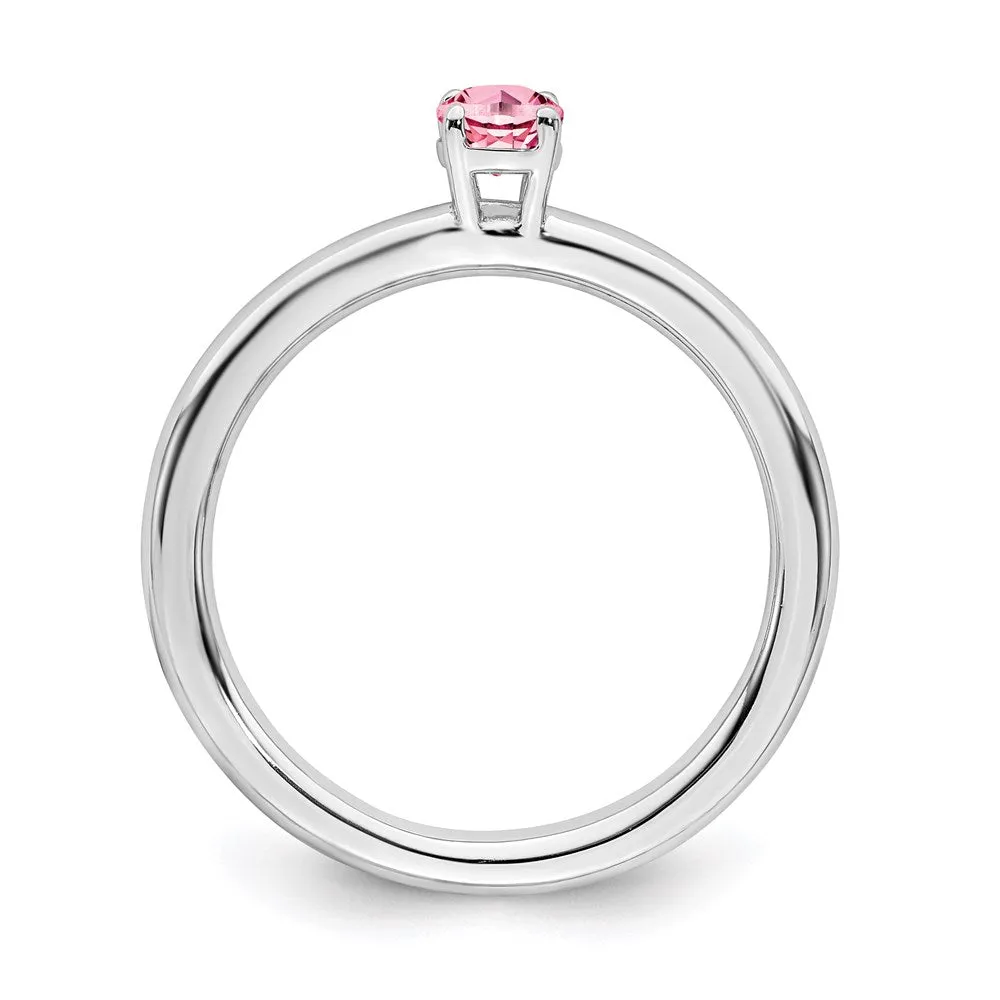 Stackable Expressions Jewelry Sterling Silver Stackable Expressions Rhodium Pink Tourmaline Ring | QSK1908