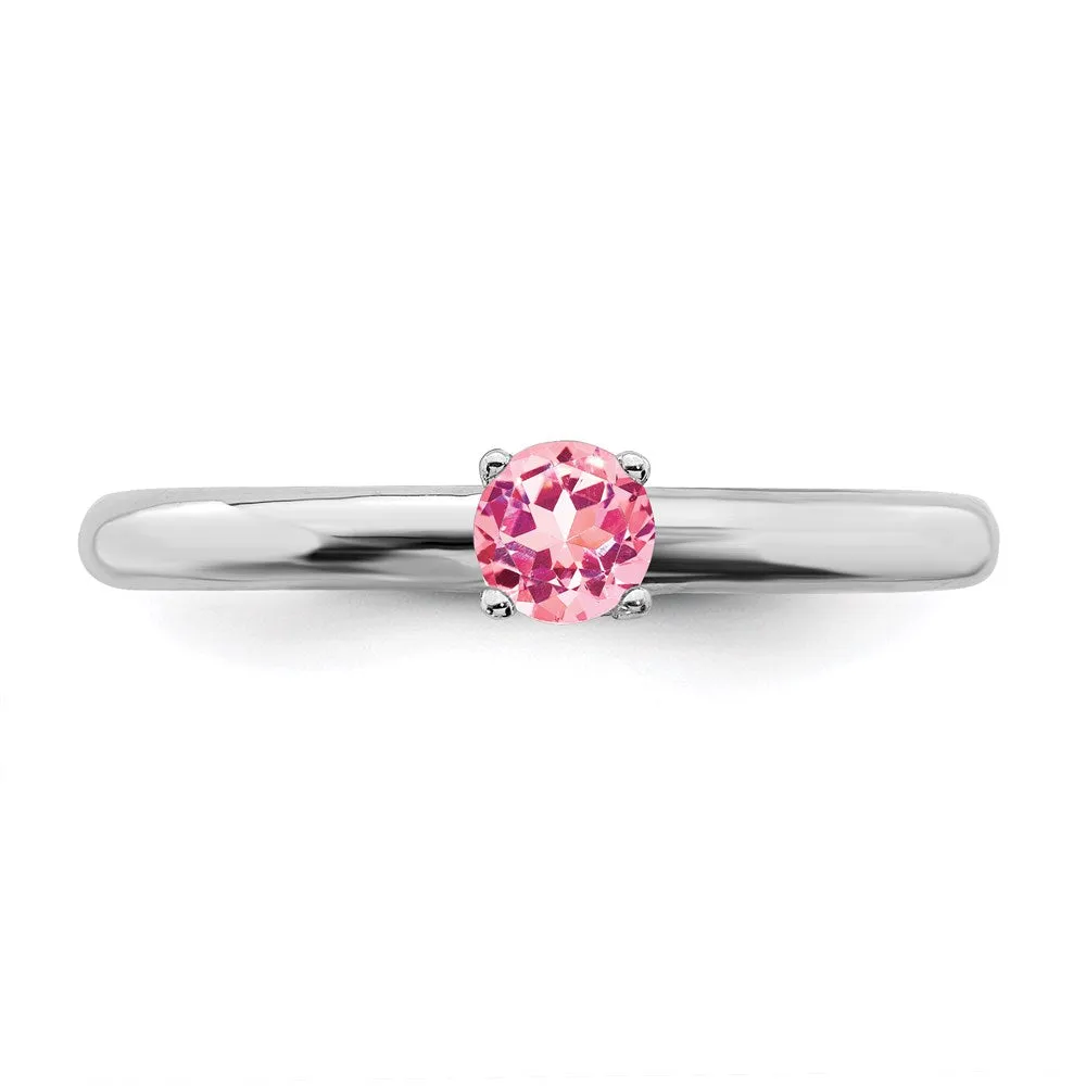 Stackable Expressions Jewelry Sterling Silver Stackable Expressions Rhodium Pink Tourmaline Ring | QSK1908