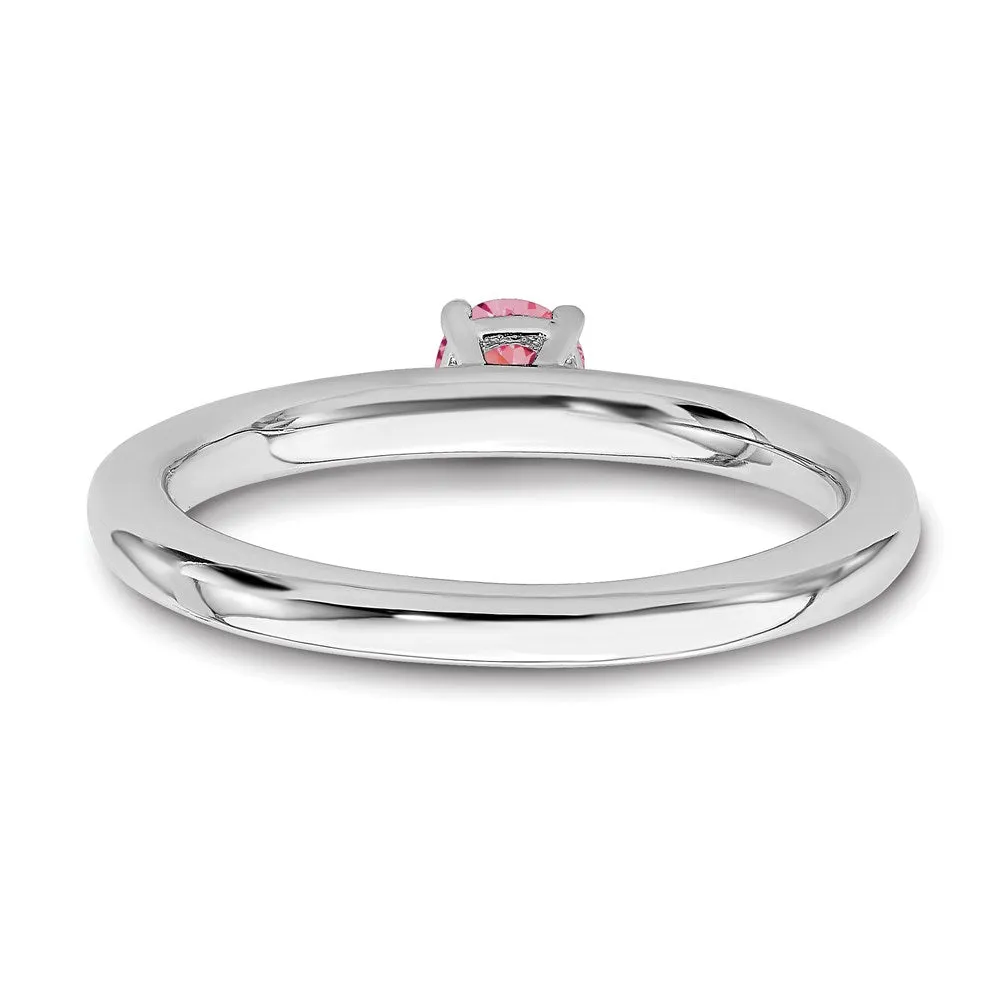 Stackable Expressions Jewelry Sterling Silver Stackable Expressions Rhodium Pink Tourmaline Ring | QSK1908