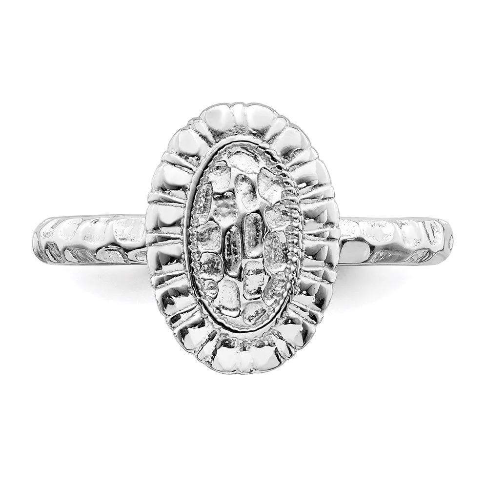 Stackable Expressions Jewelry Sterling Silver Stackable Expressions Rhodium-plated Oval Ring | QSK1606