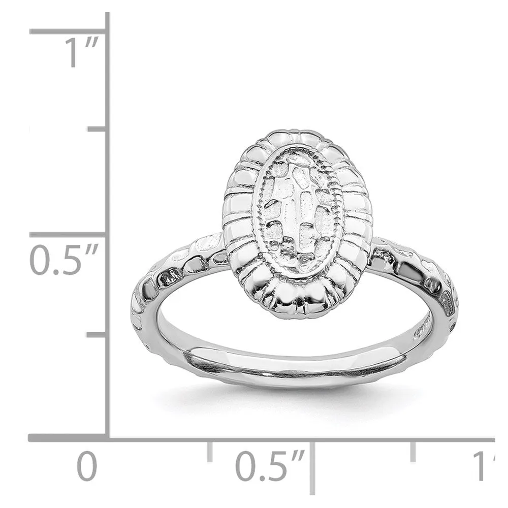 Stackable Expressions Jewelry Sterling Silver Stackable Expressions Rhodium-plated Oval Ring | QSK1606