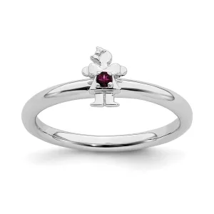 Stackable Expressions Jewelry Sterling Silver Stackable Expressions Rhodium Rhodolite Garnet Girl Ring | QSK1928