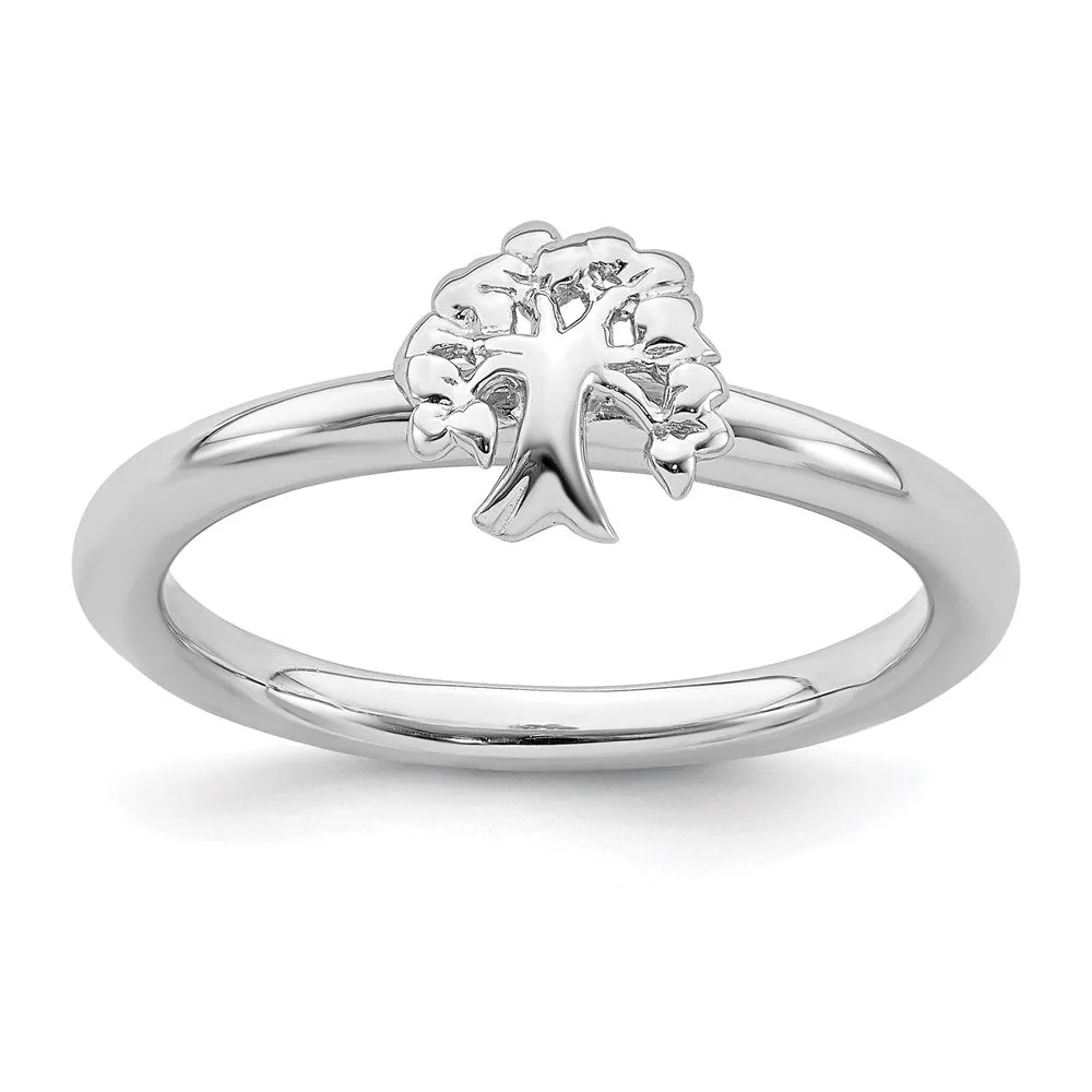 Stackable Expressions Jewelry Sterling Silver Stackable Expressions Rhodium Tree Ring | QSK1977