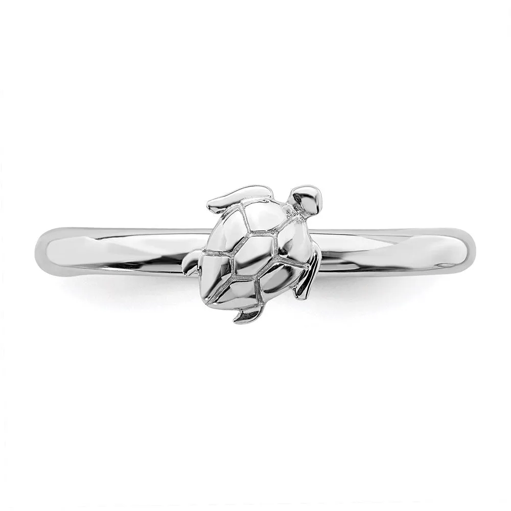 Stackable Expressions Jewelry Sterling Silver Stackable Expressions Rhodium Turtle Ring | QSK1956