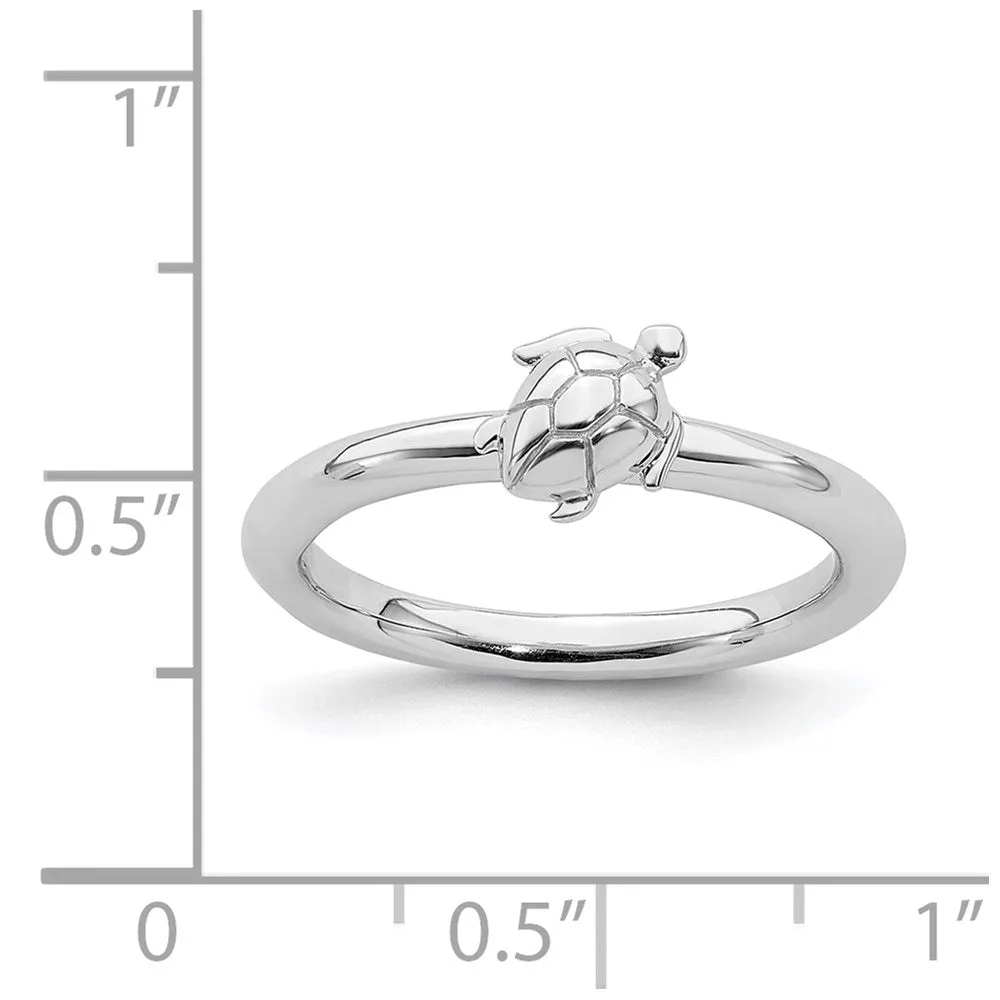 Stackable Expressions Jewelry Sterling Silver Stackable Expressions Rhodium Turtle Ring | QSK1956