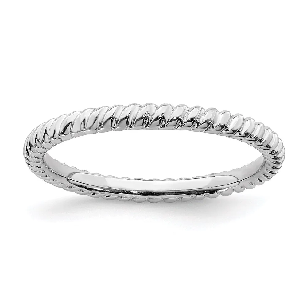 Stackable Expressions Jewelry Sterling Silver Stackable Expressions Rhodium Twisted Ring | QSK195