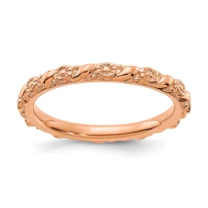 Stackable Expressions Jewelry Sterling Silver Stackable Expressions Rose Gold-plated Flower Ring | QSK2059